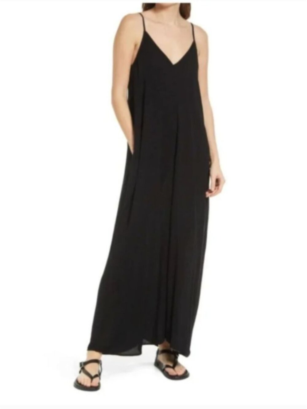 Treasure & Bond Gauzy Black Maxi Dress